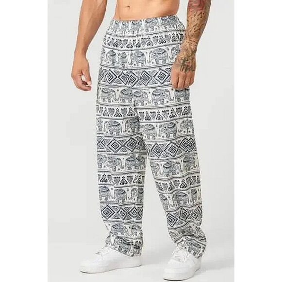 YoungLA Other - Young LA Ugly A** Pant Tribal Elephants Ivory Navy Thai Exercise Lifting Joggers